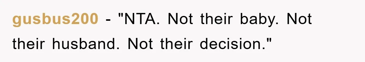 gusbus200 - "NTA. Not their baby. Not their husband. Not their decision."