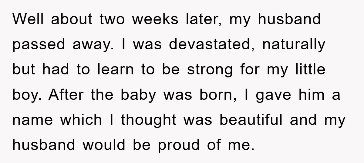 Well about two weeks later, my husband passed away. I was devastated, naturally but had to learn to be strong for my little boy. After the baby was born, I...