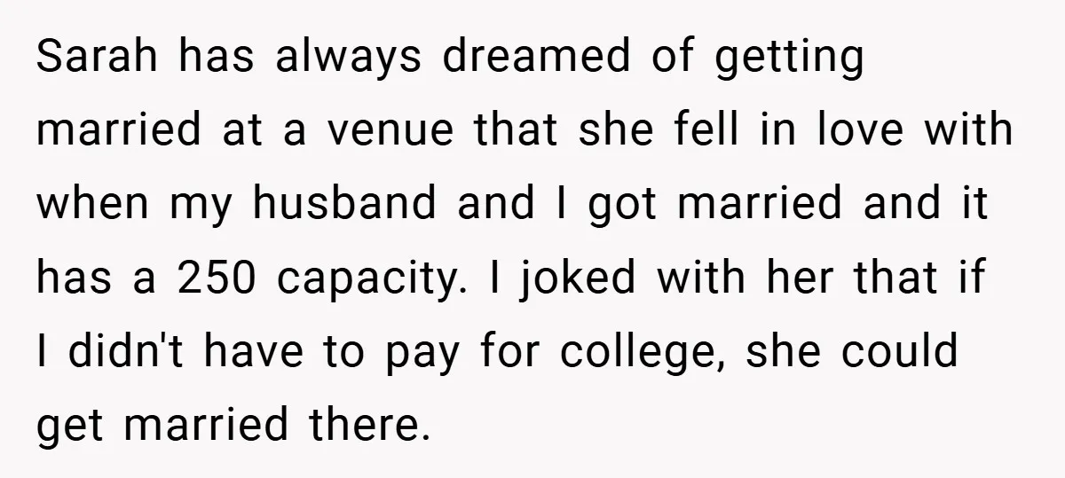 Sarah has always dreamed of getting married at a venue that she fell in love with when my husband and I got married and it has a 250 capacity. I...