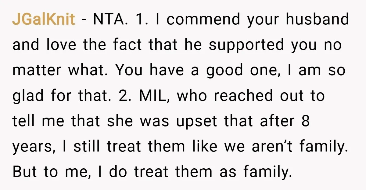 JGalKnit − NTA. 1. I commend your husband and love the fact that he supported you no matter what. You have a good one, I am so glad for that....