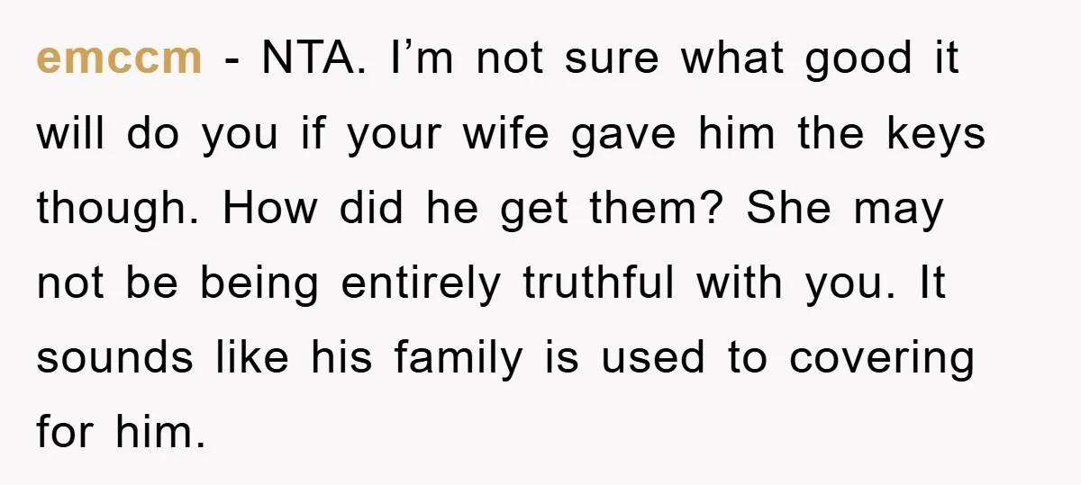 emccm − NTA. I’m not sure what good it will do you if your wife gave him the keys though. How did he get them? She may not be being...