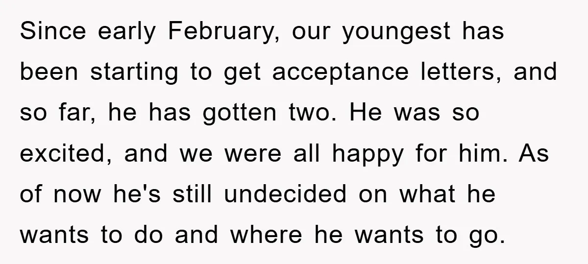 Since early February, our youngest has been starting to get acceptance letters, and so far, he has gotten two. He was so excited, and we were all happy for him....