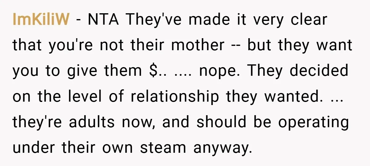ImKiliW − NTA They've made it very clear that you're not their mother -- but they want you to give them $.. .... nope. They decided on the level of...