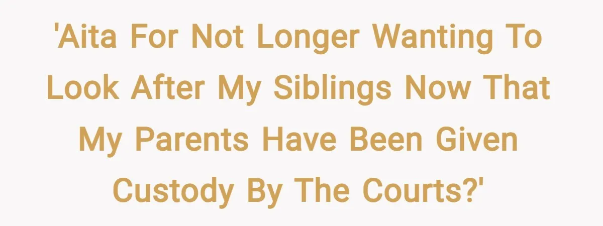 'AITA for not longer wanting to look after my siblings now that my parents have been given custody by the courts?'