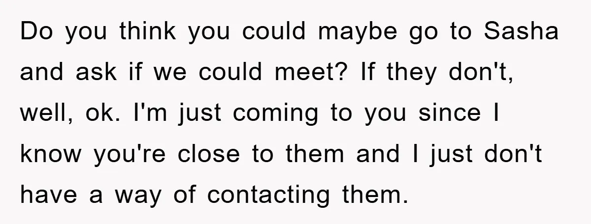 Do you think you could maybe go to Sasha and ask if we could meet? If they don't, well, ok. I'm just coming to you since I know you're close...