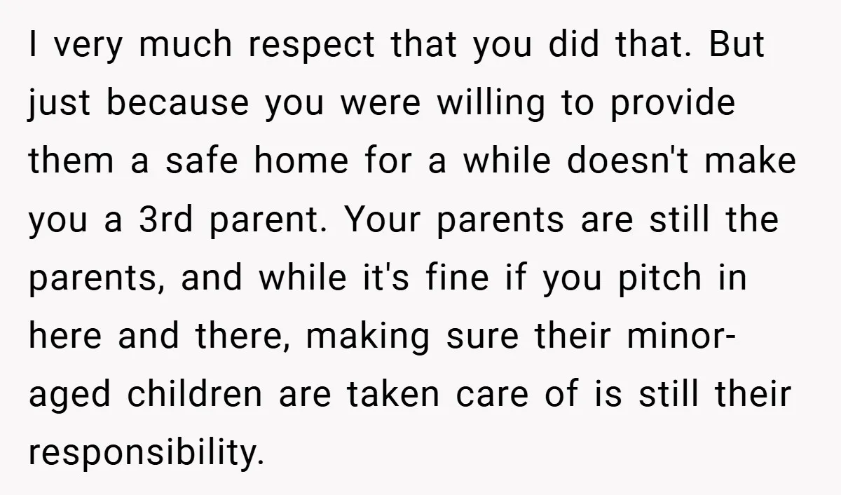 I very much respect that you did that. But just because you were willing to provide them a safe home for a while doesn't make you a 3rd parent. Your...