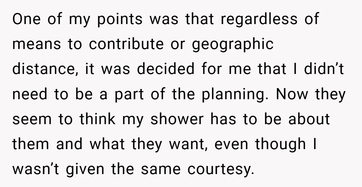 One of my points was that regardless of means to contribute or geographic distance, it was decided for me that I didn’t need to be a part of the planning....
