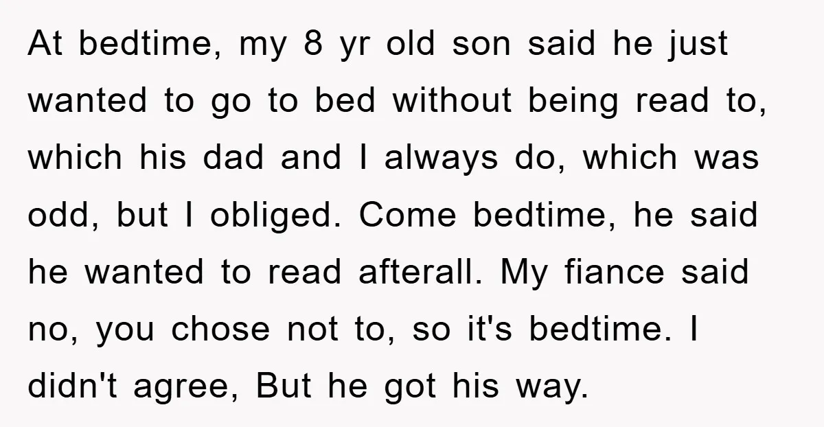 At bedtime, my 8 yr old son said he just wanted to go to bed without being read to, which his dad and I always do, which was odd, but...