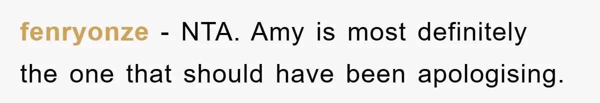 fenryonze − NTA. Amy is most definitely the one that should have been apologising.