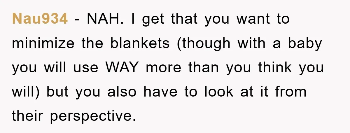 Nau934 − NAH. I get that you want to minimize the blankets (though with a baby you will use WAY more than you think you will) but you also have...