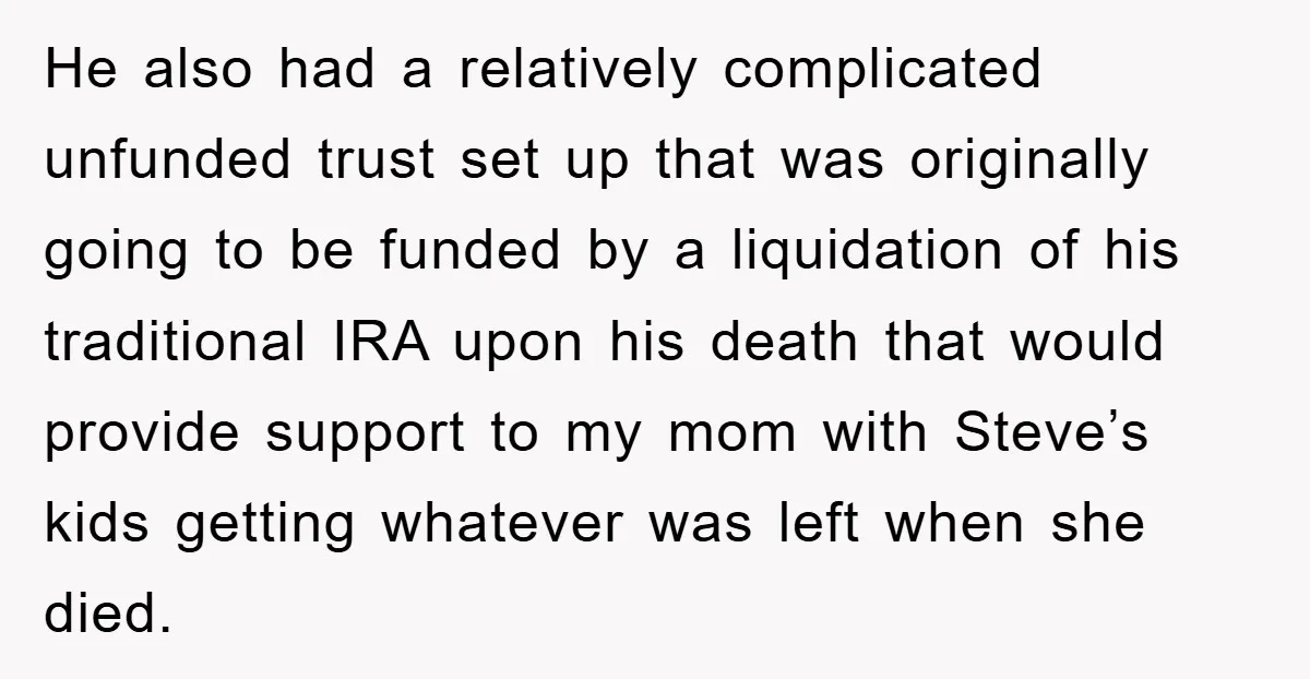 He also had a relatively complicated unfunded trust set up that was originally going to be funded by a liquidation of his traditional IRA upon his death that would provide...