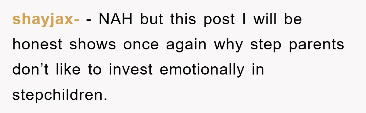 shayjax- − NAH but this post I will be honest shows once again why step parents don’t like to invest emotionally in stepchildren.