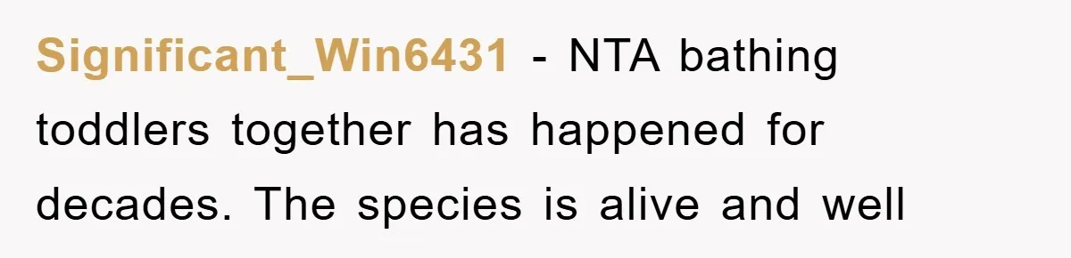 Significant_Win6431 − NTA bathing toddlers together has happened for decades. The species is alive and well