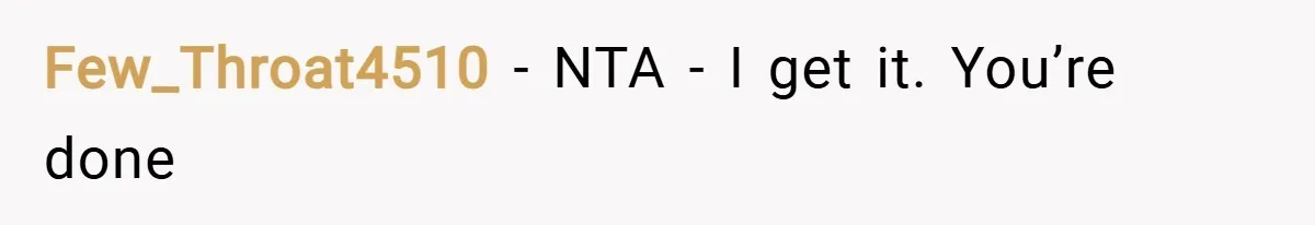 Few_Throat4510 − NTA - I get it. You’re done