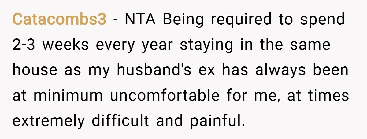 Catacombs3 − NTA Being required to spend 2-3 weeks every year staying in the same house as my husband's ex has always been at minimum uncomfortable for me, at times...