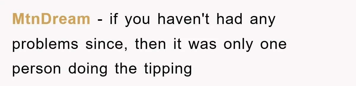 MtnDream − if you haven't had any problems since, then it was only one person doing the tipping