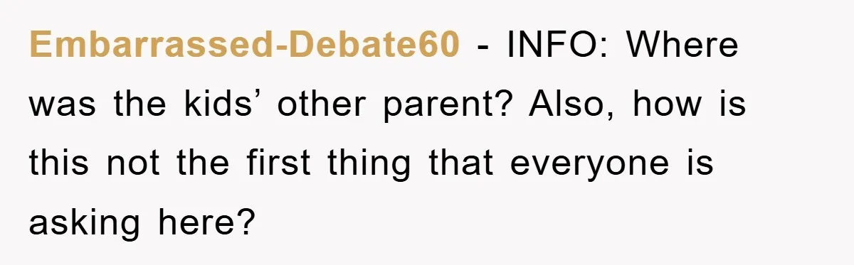 Embarrassed-Debate60 - INFO: Where was the kids’ other parent? Also, how is this not the first thing that everyone is asking here?