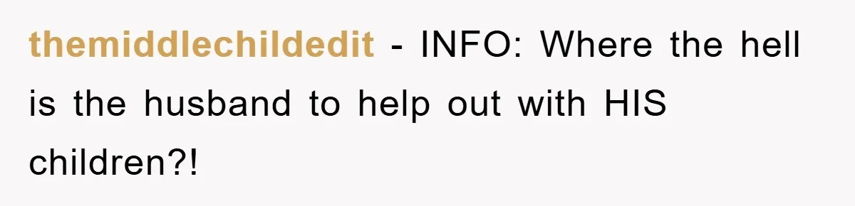 themiddlechildedit - INFO: Where the hell is the husband to help out with HIS children?!