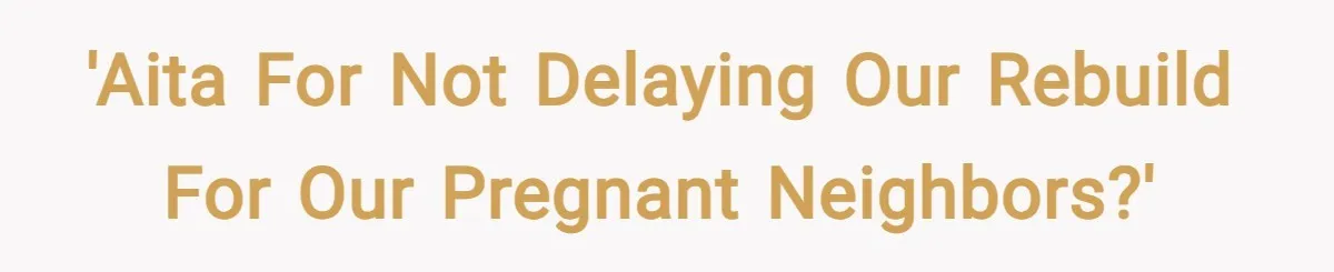 'AITA for not delaying our rebuild for our pregnant neighbors?'