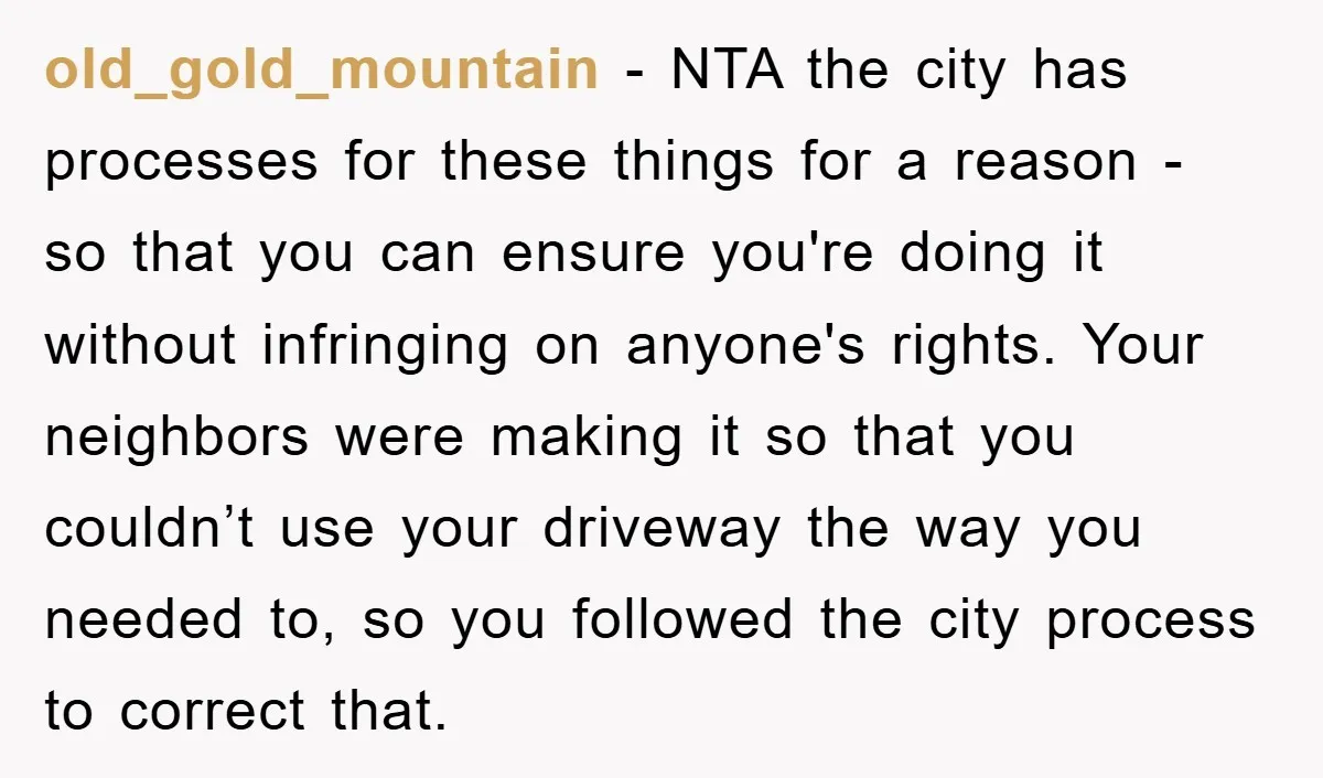 old_gold_mountain - NTA the city has processes for these things for a reason - so that you can ensure you're doing it without infringing on anyone's rights. Your neighbors were...