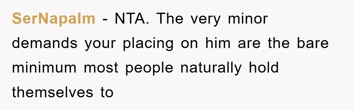 SerNapalm − NTA. The very minor demands your placing on him are the bare minimum most people naturally hold themselves to