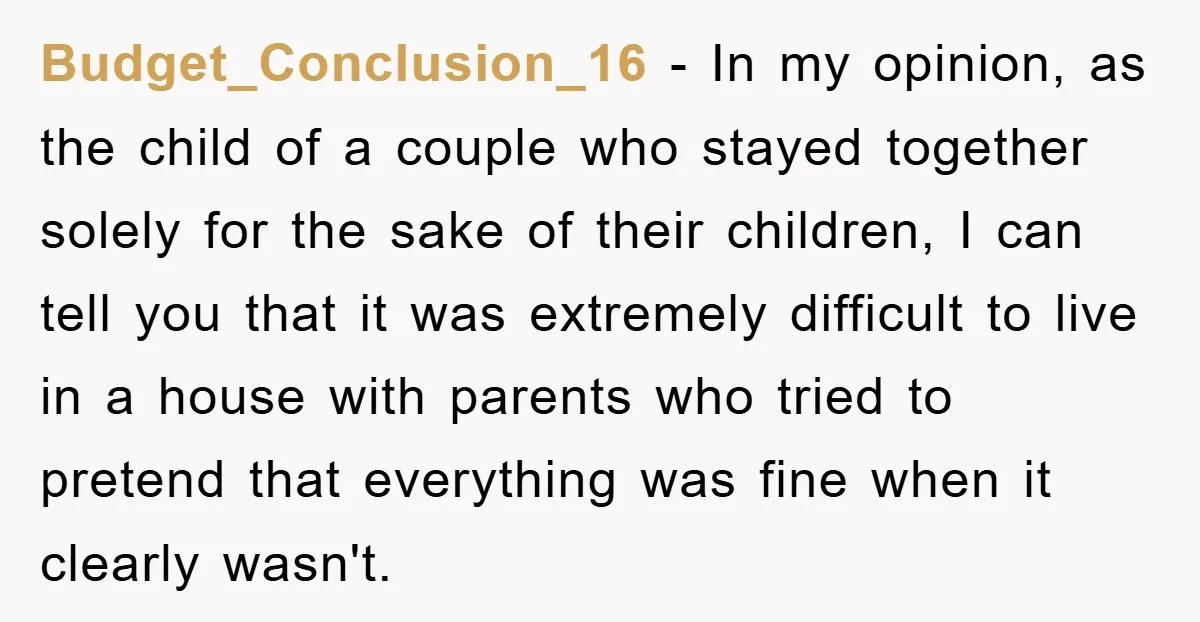 Budget_Conclusion_16 − In my opinion, as the child of a couple who stayed together solely for the sake of their children, I can tell you that it was extremely difficult...