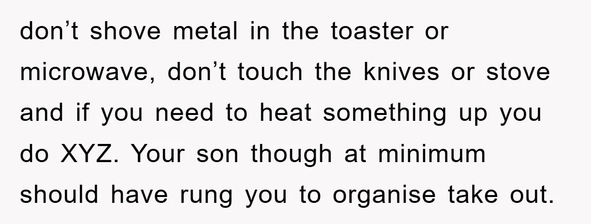 don’t shove metal in the toaster or microwave, don’t touch the knives or stove and if you need to heat something up you do XYZ. Your son though at minimum...
