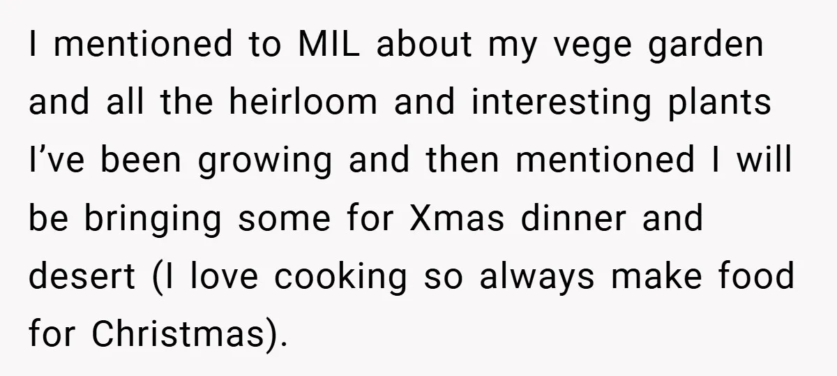 I mentioned to MIL about my vege garden and all the heirloom and interesting plants I’ve been growing and then mentioned I will be bringing some for Xmas dinner and...