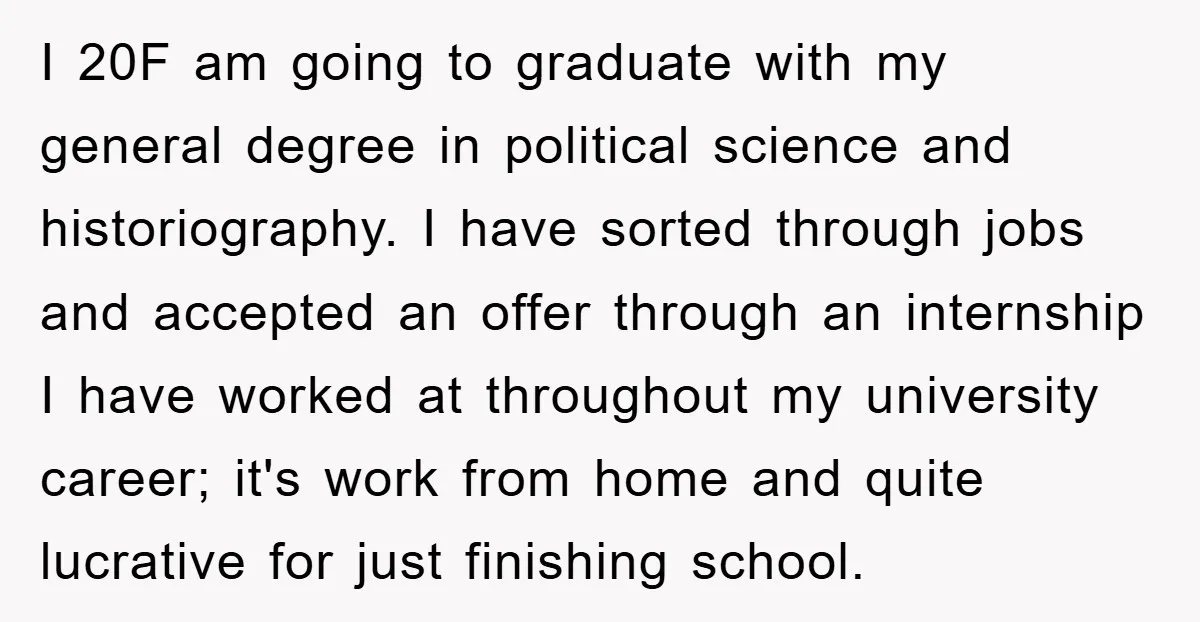 I 20F am going to graduate with my general degree in political science and historiography. I have sorted through jobs and accepted an offer through an internship I have worked...