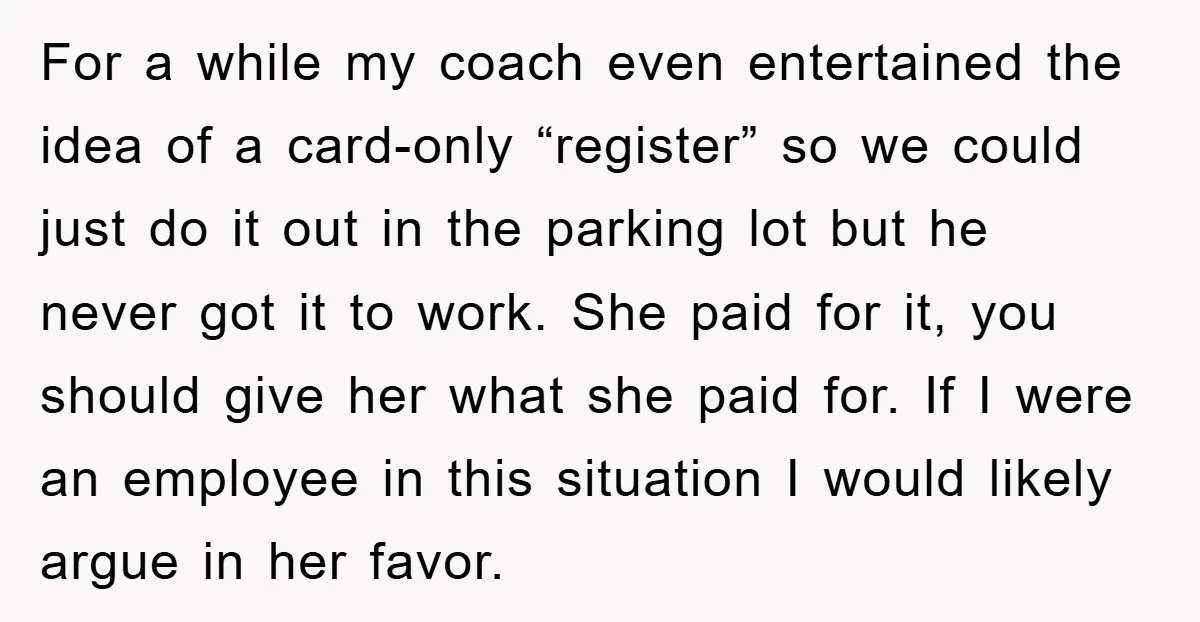 For a while my coach even entertained the idea of a card-only “register” so we could just do it out in the parking lot but he never got it to...
