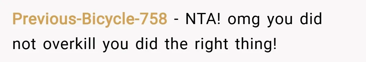 Previous-Bicycle-758 − NTA! omg you did not overkill you did the right thing!