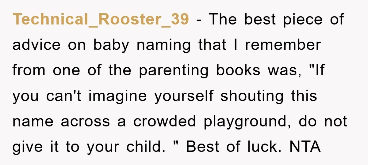 Technical_Rooster_39 − The best piece of advice on baby naming that I remember from one of the parenting books was, "If you can't imagine yourself shouting this name across a...