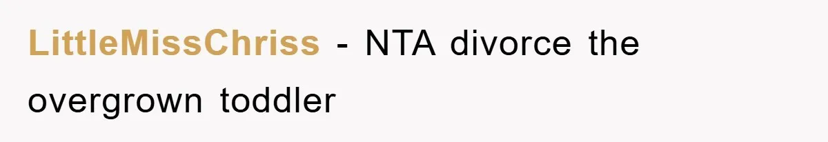 LittleMissChriss - NTA divorce the overgrown toddler