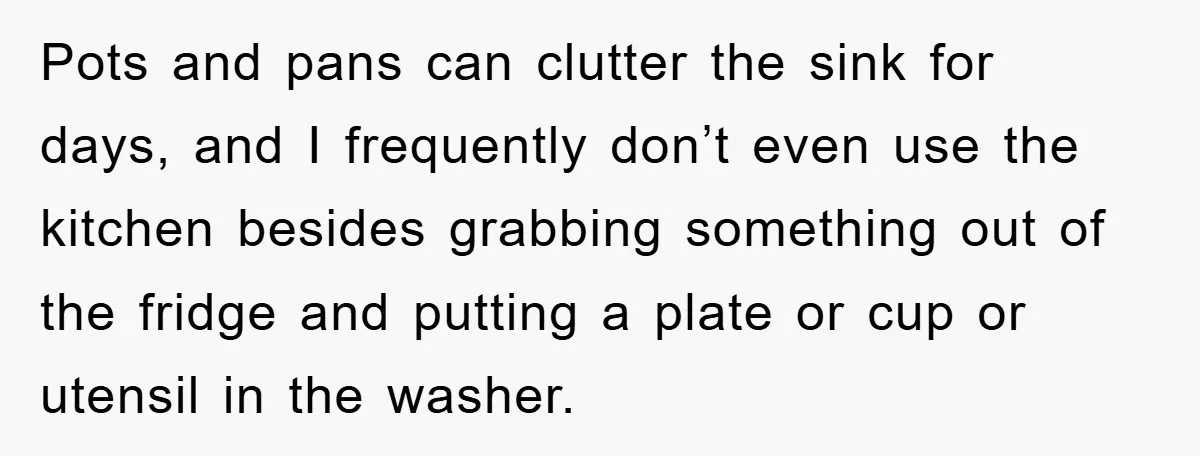 Pots and pans can clutter the sink for days, and I frequently don’t even use the kitchen besides grabbing something out of the fridge and putting a plate or cup...
