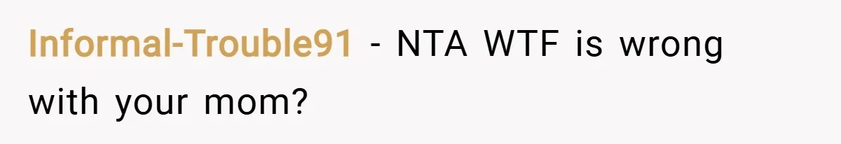 Informal-Trouble91 − NTA WTF is wrong with your mom?