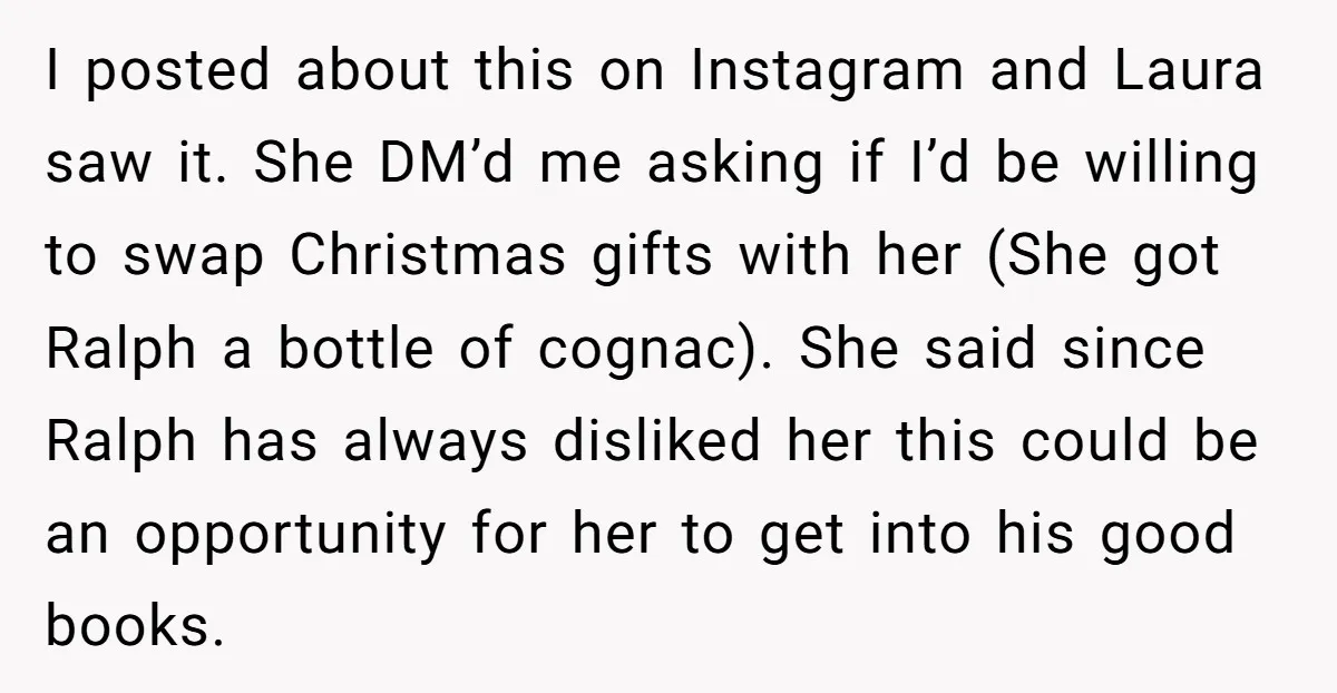 I posted about this on Instagram and Laura saw it. She DM’d me asking if I’d be willing to swap Christmas gifts with her (She got Ralph a bottle of...