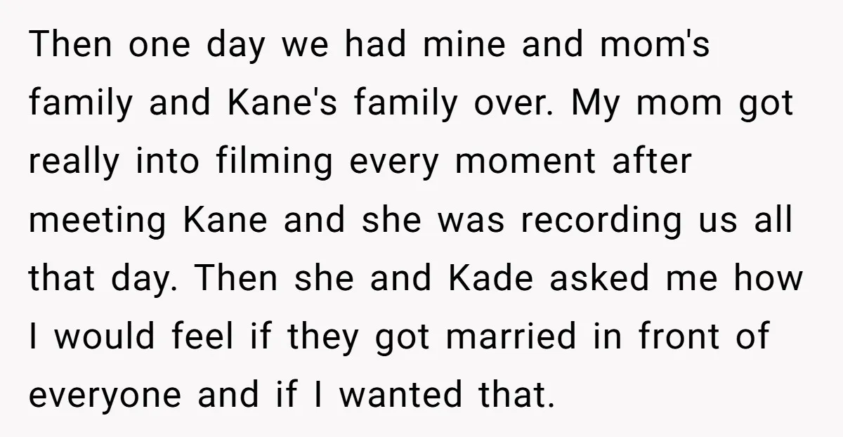 Then one day we had mine and mom's family and Kane's family over. My mom got really into filming every moment after meeting Kane and she was recording us all...