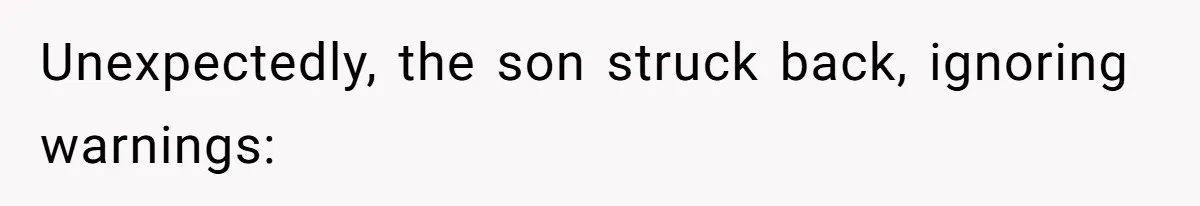 Unexpectedly, the son struck back, ignoring warnings: