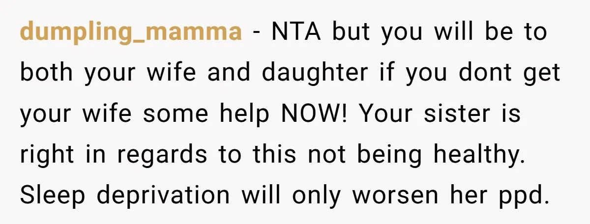 dumpling_mamma − NTA but you will be to both your wife and daughter if you dont get your wife some help NOW! Your sister is right in regards to this...