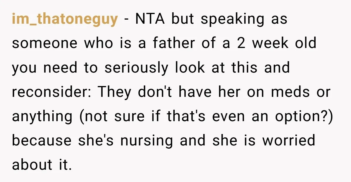 im_thatoneguy − NTA but speaking as someone who is a father of a 2 week old you need to seriously look at this and reconsider: They don't have her on...