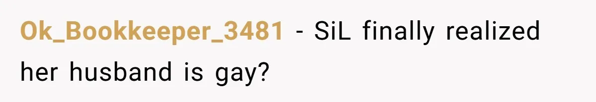 Ok_Bookkeeper_3481 − SiL finally realized her husband is gay?