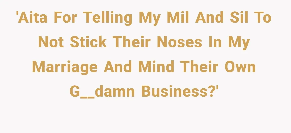 'AITA for telling my MIL and SIL to not stick their noses in my marriage and mind their own g__damn business?'