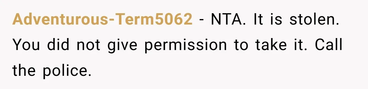 Adventurous-Term5062 − NTA. It is stolen. You did not give permission to take it. Call the police.