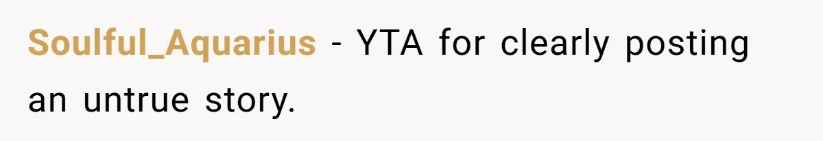 Soulful_Aquarius - YTA for clearly posting an untrue story.