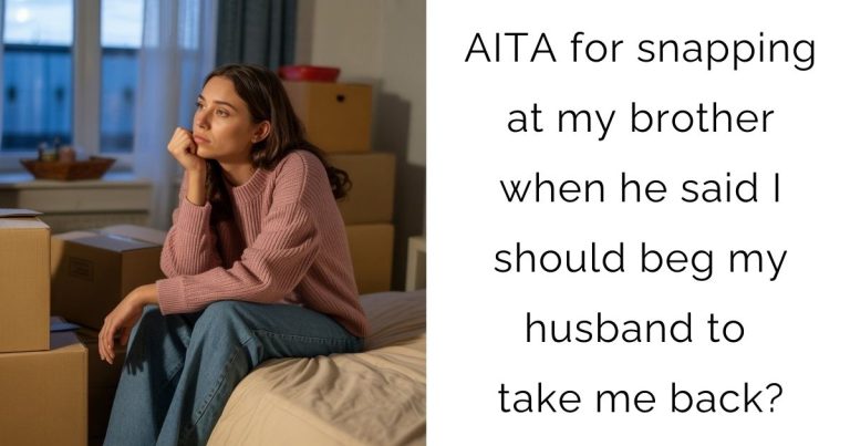 AITA for snapping at my brother when he said I should beg my husband to take me back?