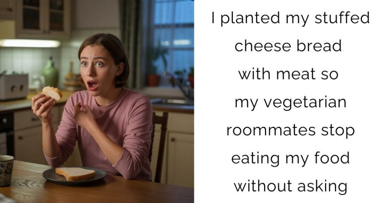 I planted my stuffed cheese bread with meat so my vegetarian roommates stop eating my food without asking