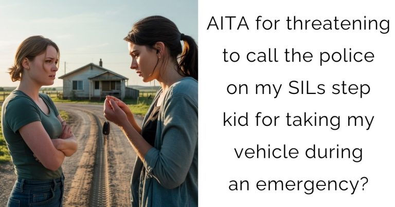 AITA for threatening to call the police on my SILs step kid for taking my vehicle during an emergency?
