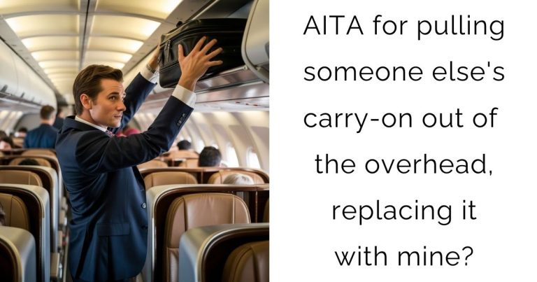 AITA for pulling someone else’s carry-on out of the overhead, replacing it with mine?