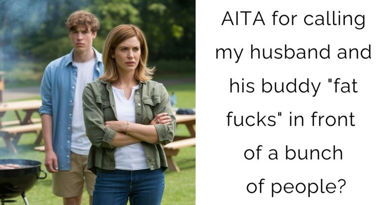 AITA for calling my husband and his buddy “fat fucks” in front of a bunch of people?