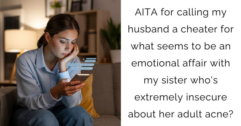 AITA for calling my husband a cheater for what seems to be an emotional affair with my sister who’s extremely insecure about her adult acne?
